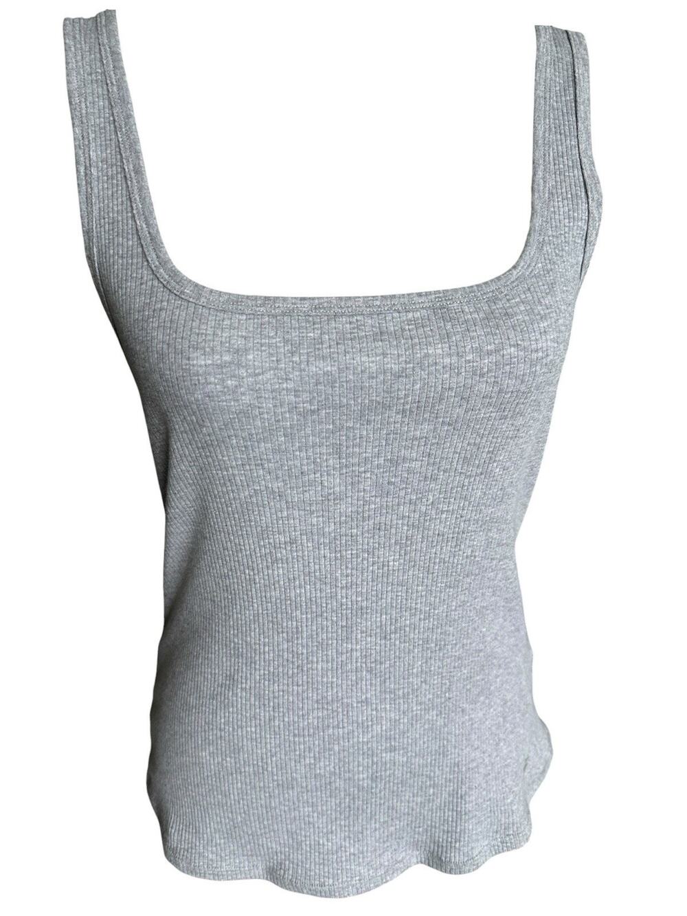 New Fabletics Square Neck Ribbed Tank Top Heather Gray Athletic Exercise XL NWT